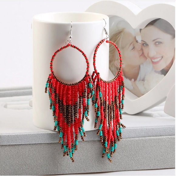 Bohemian Beads Tassel Earrings - Picture 7 of 14